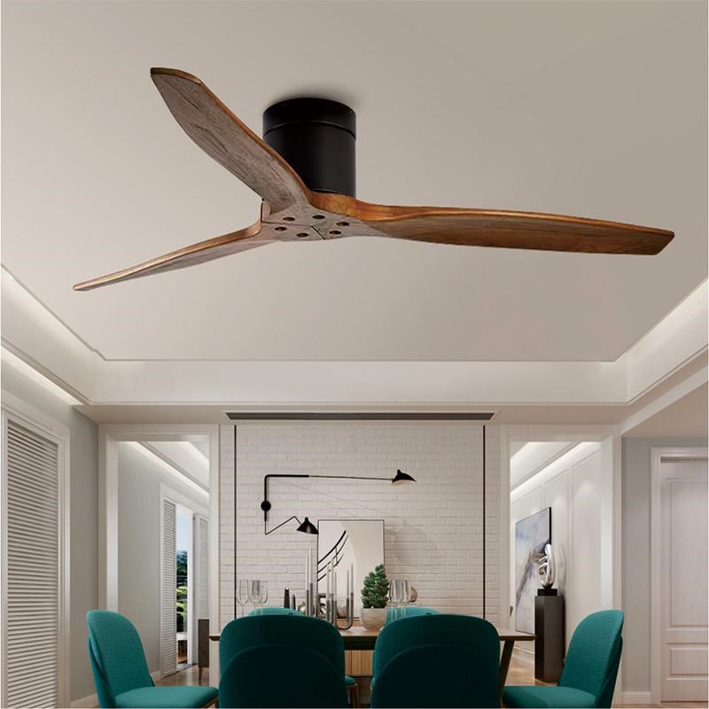 实木吸顶吊扇变频静音餐厅风扇灯吊扇灯简约客厅吊电扇灯欧式卧室