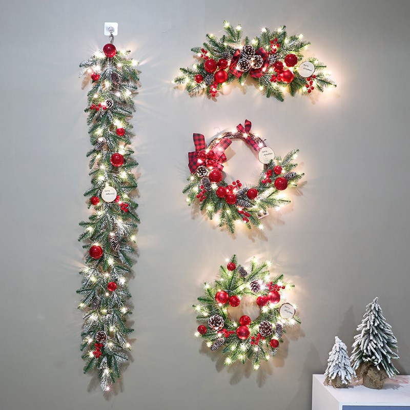 圣诞节装饰品圣诞花环藤条藤圈门挂客厅柜台墙挂挂件橱窗场景布置