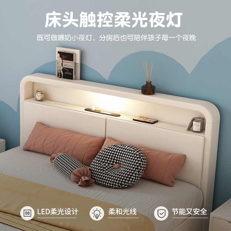 实木儿童床男孩带护栏一米二女孩公主床拼接1.35x1.9米单人小床