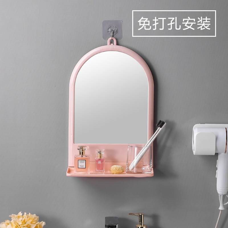 免打孔洗手间挂壁镜子简约浴室卧室梳妆镜学生宿舍挂镜洗漱置物镜