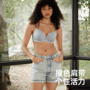 【一味香草】遐内衣女薄款全罩杯微聚拢圆润小青提杯大胸显小文胸
