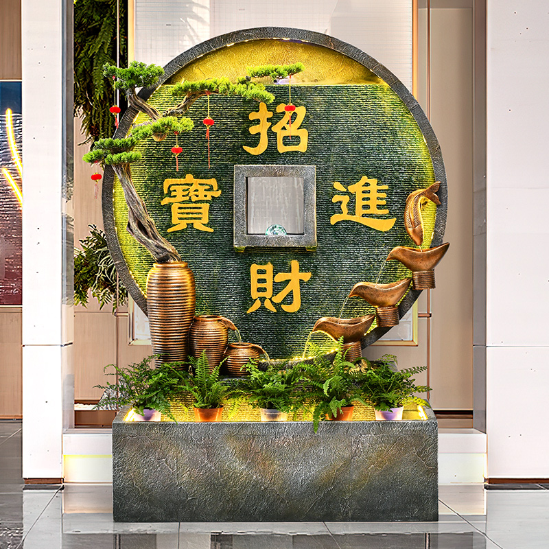 大型水幕墙摆件别墅庭院屏风养鱼池流水喷泉循环水系景观