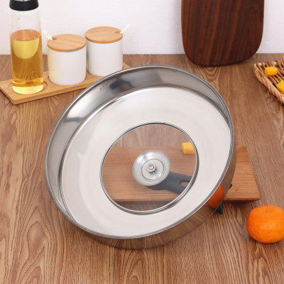 不锈钢锅盖加高加厚蒸锅盖子手打铁锅盖家用28cm30cm32炒锅高盖