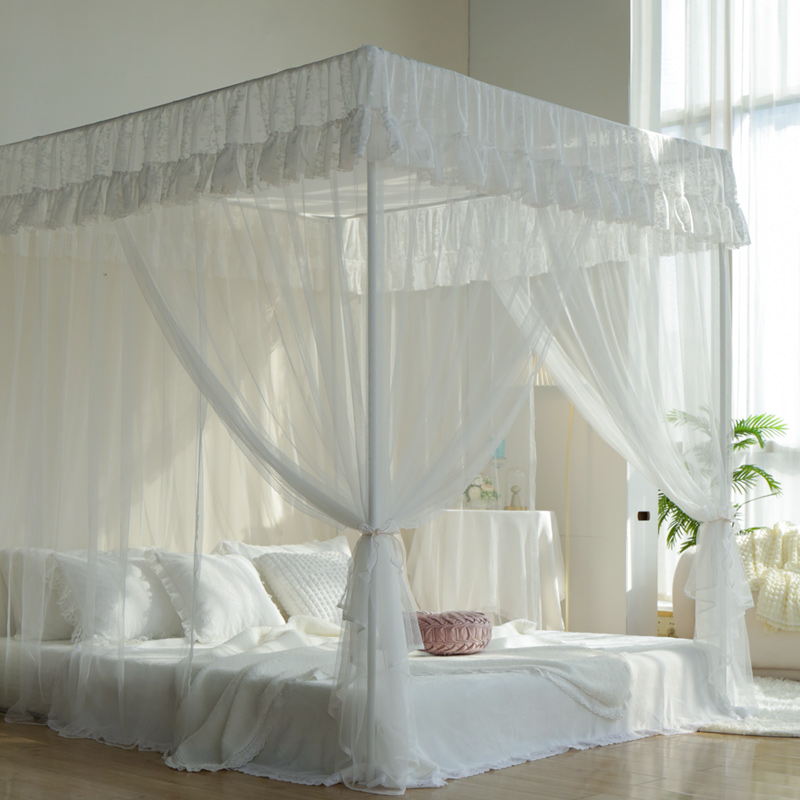 新款家用卧室蚊帐1米8x2米 白色落地蚊帐1米5床 儿童公主蚊帐1.2