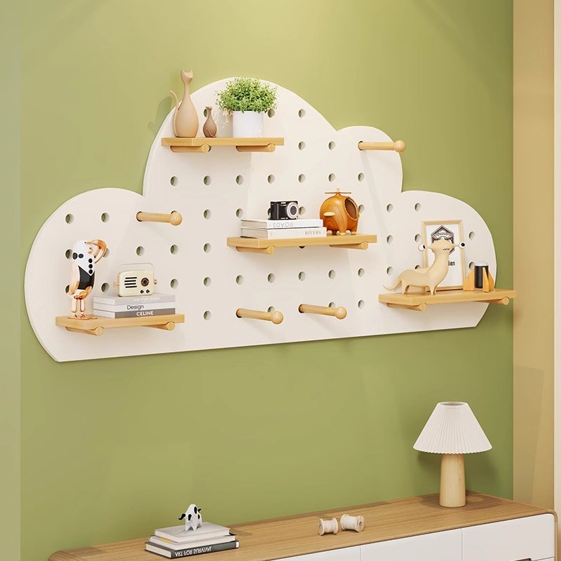 实木洞洞板墙上挂壁卧室玄关墙展示家用多功能客厅DIY置物架造型