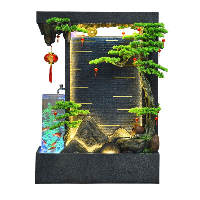 庭院阳台双面水幕墙隔断假山流水摆件鱼池造景别墅花园酒店循环水