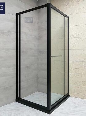 卫生间折叠门淋浴房内移飞门方型L型全包框玻璃隔断浴室干湿分离
