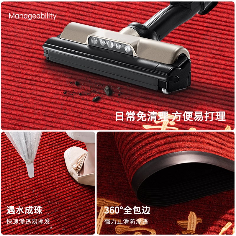 入户门地垫家用脚垫进门大门口玄关地毯红色喜庆双条纹免打理垫子