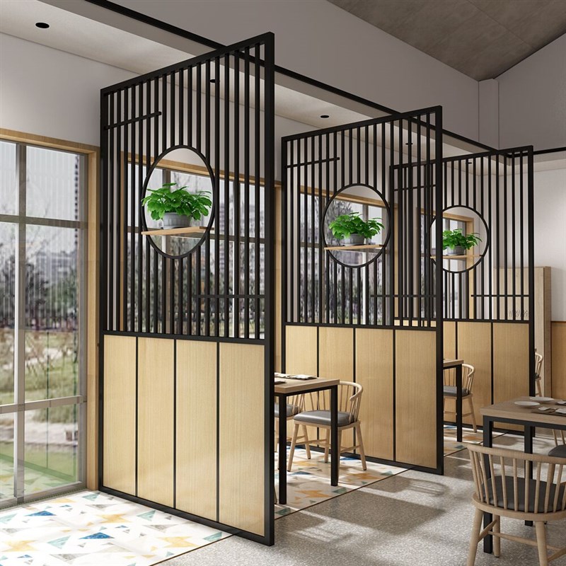 铁艺火锅店围栏客饭厅隔断办公屏风工业风网格玄关酒吧背景墙镂空