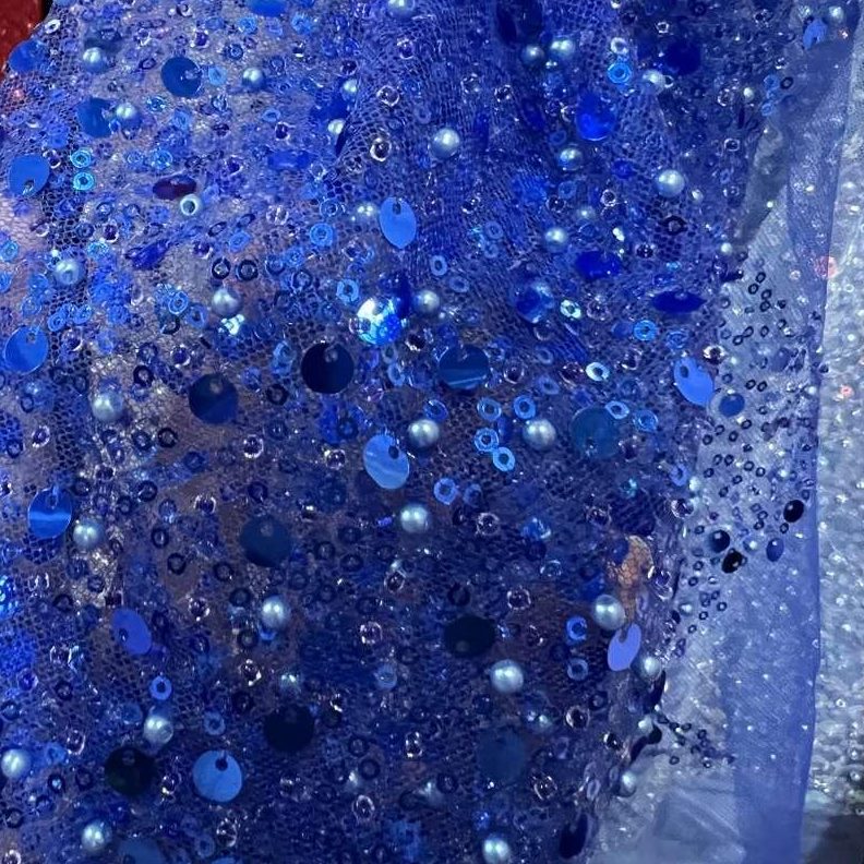 头纱刺绣面料缀婚纱礼服网纱红色珍珠绿色手工DIY布料散珠亮片点