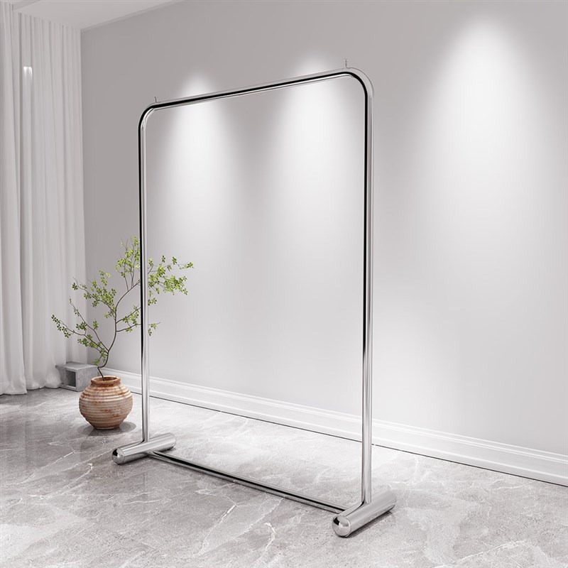 不锈钢镜面男女服装店展示架落地货架移动挂衣晾晒衣架子可定制