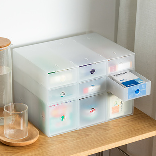 桌面收纳盒抽屉式办公书桌上文具笔手账胶带化妆R品发饰储物箱柜
