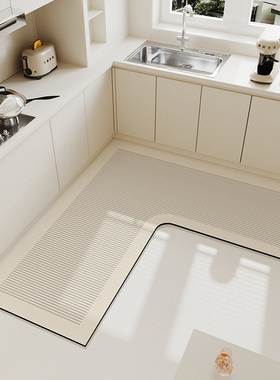 L型厨房地垫可擦免洗防滑垫防油耐脏脚垫硅藻泥YL形吸水垫