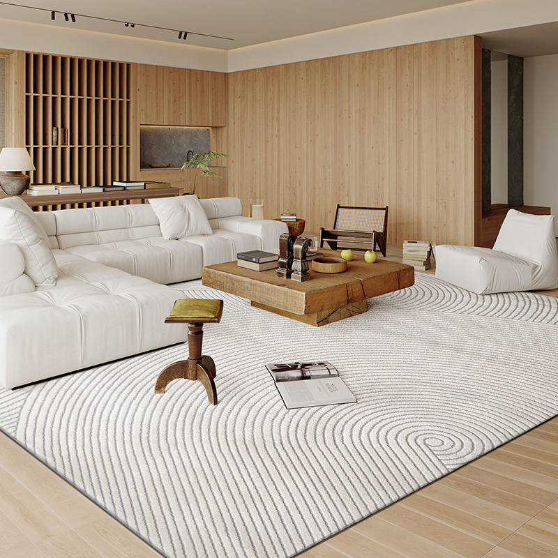 意式极简地毯客厅沙发茶几毯现代简约侘寂风卧室高级灰线条纯色毯