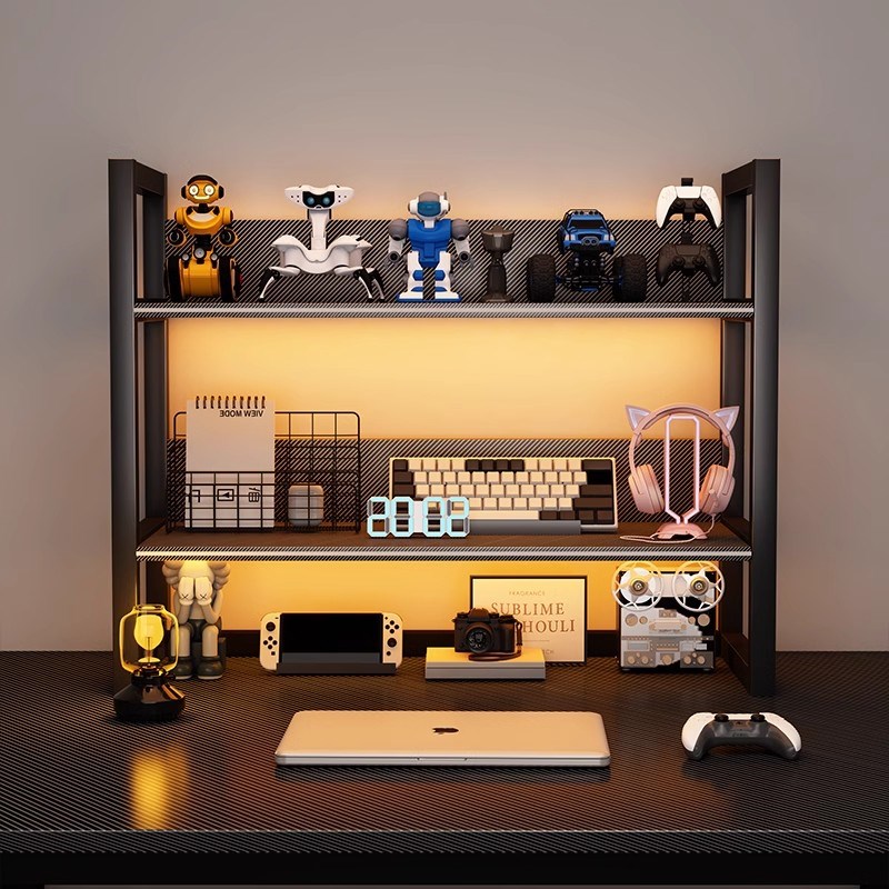 桌面多层简约书架多功能学生书桌上收纳置物架铁艺洞洞板可放桌面