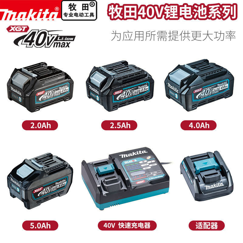 makita牧田原装40V电池大容量锂电充电器DC40RA电动工具组合套装