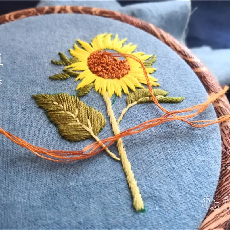 纯植物手染布料男j女朋友生日毕业礼物纯棉手工刺绣手帕diy材料包