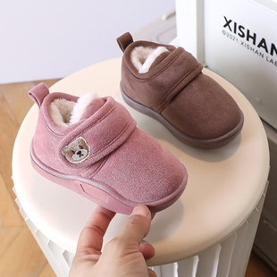 男宝宝雪地靴户外穿女婴幼儿加绒棉靴子防滑保暖冬鞋 儿童棉鞋 冬季