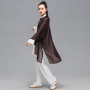 中国风男披风披肩纱衣 单件太极拳表演比赛服 网红款 太极服女披纱