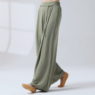 形体服女肌理山本裤 现代舞蹈服古典宽松直筒阔腿日常练功裤 甩裤