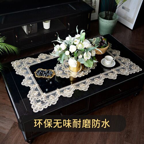 pvc桌垫防水防油 软玻璃w桌布蕾丝茶几台布免洗无味水晶板餐桌桌