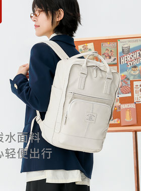 皮质日系双肩包书包女大学生高中生轻便旅游大容量电脑旅行背包男