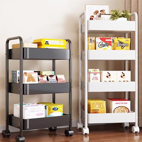 小推车置物架厨房收纳架客厅落地移动卧室多层浴室多巴胺储物架子