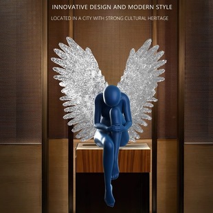 艺术人物大型雕塑天使落地摆件样板间酒店大堂高级感软装 摆设