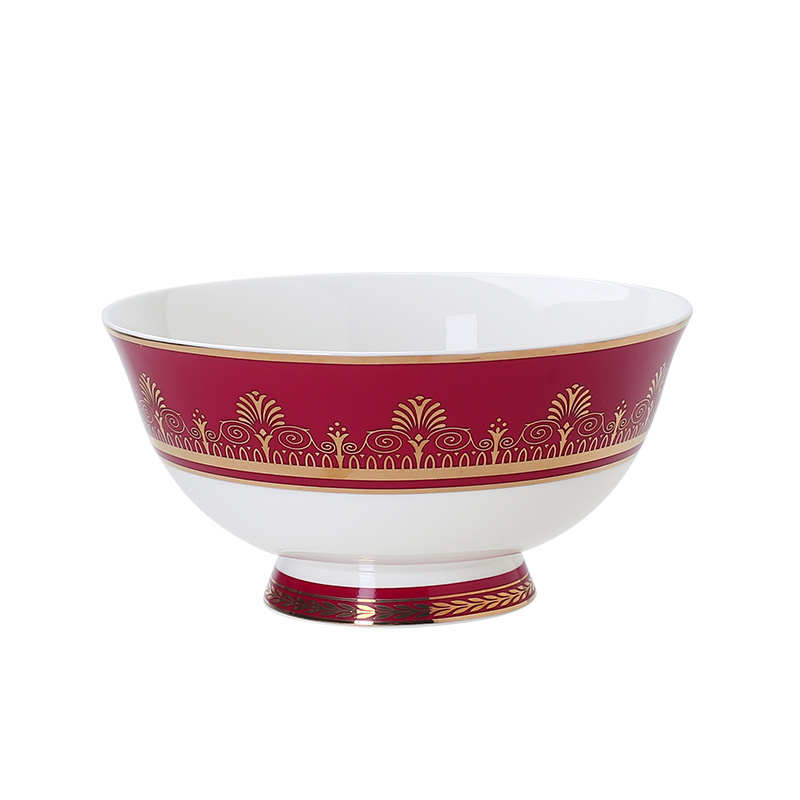 中式家用高足饭碗汤面碗欧式骨瓷餐具陶瓷汤面泡面碗吃面条碗