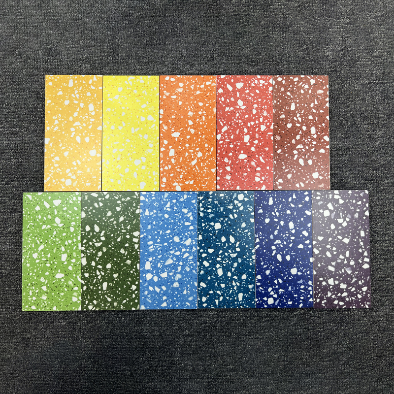 网红餐饮连d锁店红黄绿蓝色水磨石地砖600X1200哑光仿古砖彩色瓷