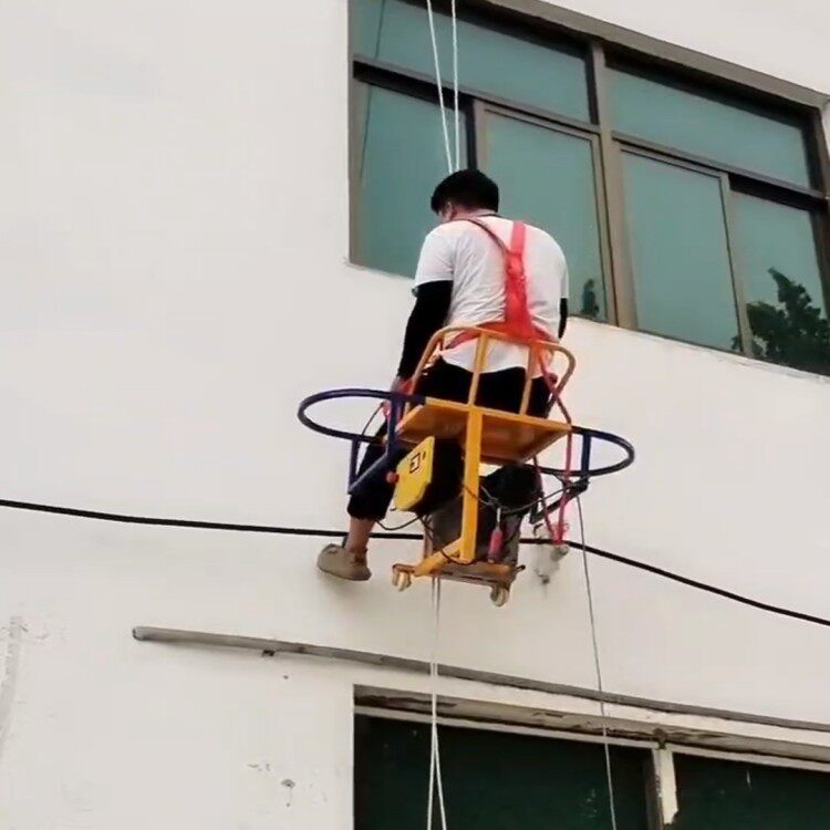 220V楼房室外升降小吊篮自动刹车防坠锁扣防撞墙护栏施工台车