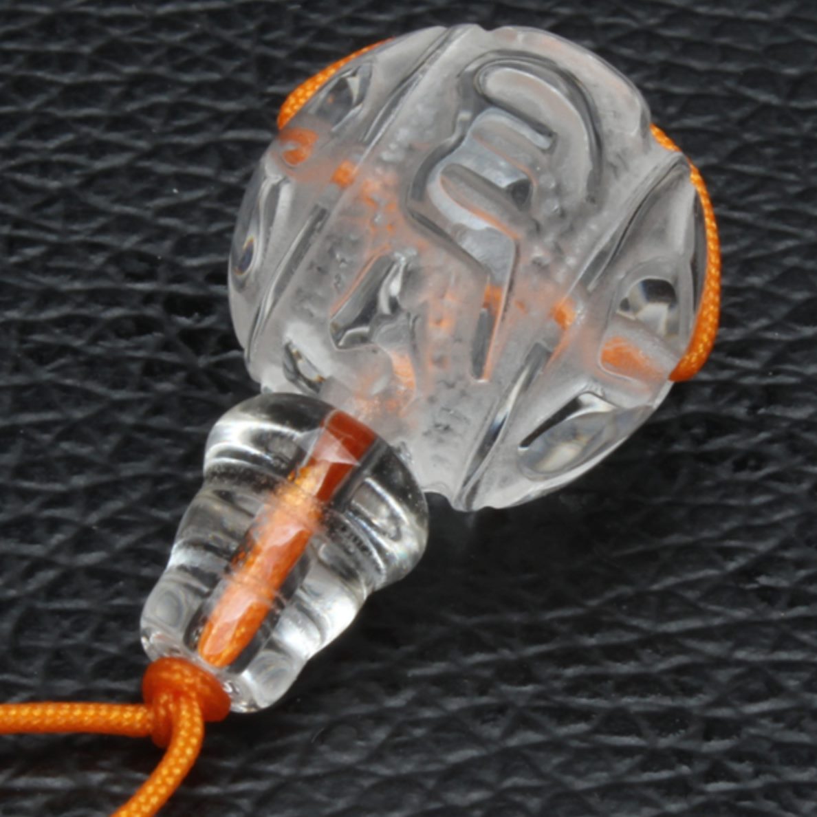 黄水晶三通三通大字字级六圆明水晶白咒真天然佛头5A梵文六配件言