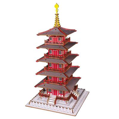 木制3D立体e寒山寺拼图手工制作儿童DIY益智玩具探索古建筑的奇妙