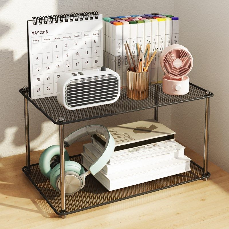 桌上书架分层办公收纳架学生宿舍台桌面双层文具用品整理置物架子