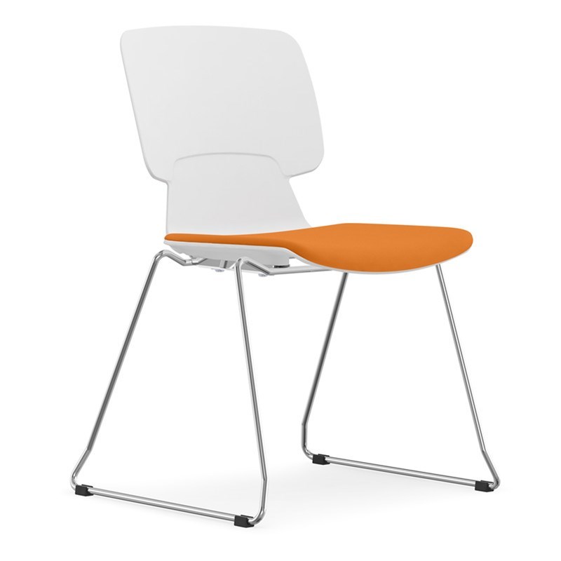 新款可堆叠简约现代白色电脑椅家用靠背椅子无扶手座椅办公会议培