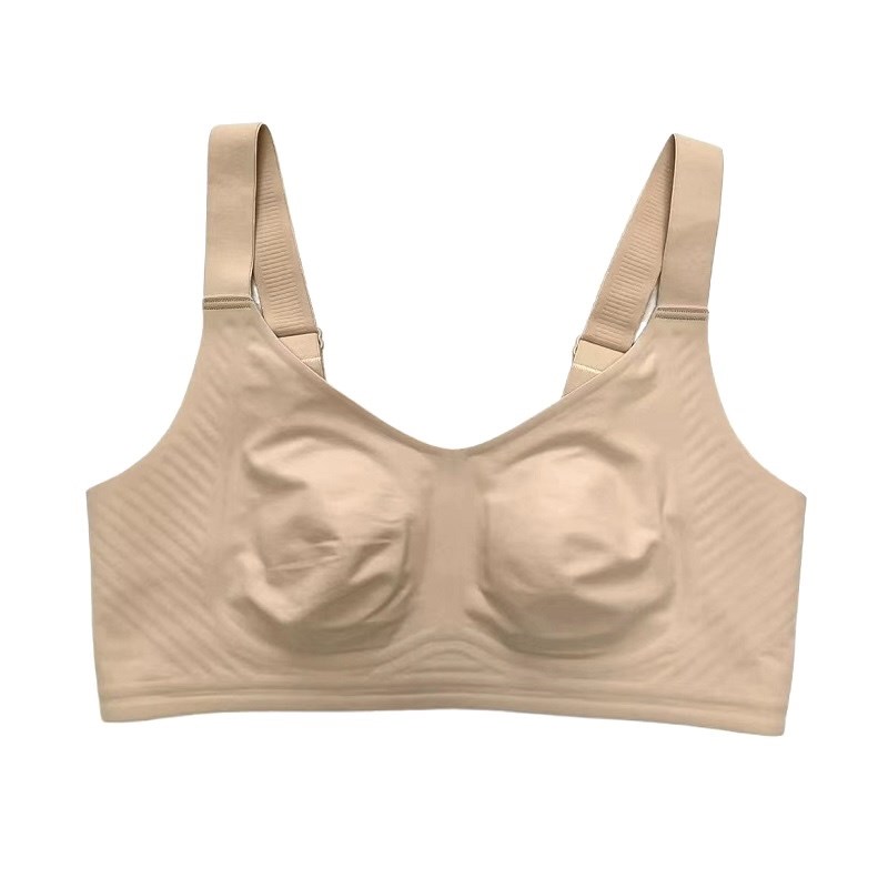 超薄兔耳朵无痕大胸显小内衣果冻条大码收副乳防下垂无钢圈文胸罩
