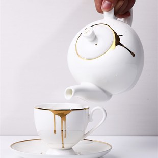 銮金咖啡杯英式红茶杯套装杯碟西餐骨瓷茶具下午茶壶英式红茶杯具