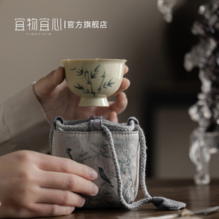 手绘陶瓷花朵茶杯功夫茶女主人杯单杯个人专用品茗杯单个功夫茶具