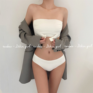 胸罩无痕无钢圈文胸套装 大胸显小内衣束胸女les超平白色夏季 薄款