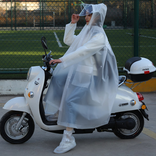 可拆卸双帽檐时尚成人加厚雨衣雨披骑车徒步背包位大码男女自行车