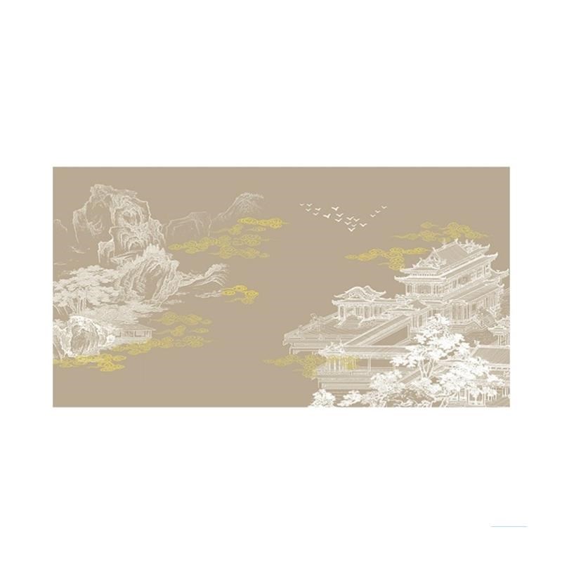 壁纸定制新中式亭台楼阁电视背景墙壁布客厅墙纸沙发装饰墙布壁画