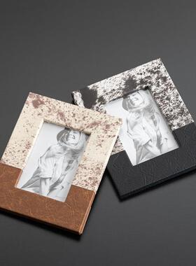 匠RZB-2608十三代简仿约马毛摆皮革现拼接相框桌面件卧室床头柜装