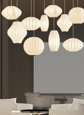 蚕丝吊灯现山代约中33592复古饭厅岛台创简意圆中卧室客厅灯餐厅