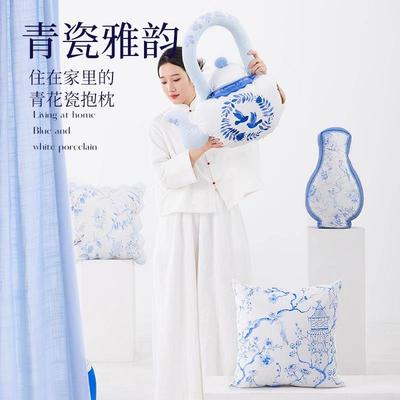 新中靠宫廷水壶茶壶抱枕异形沙国发背jx054垫青花瓷家居艺式术枕