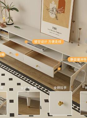 奶油风实款木电视客厅代家KJB用小户型茶几地柜现简柜约新收纳储