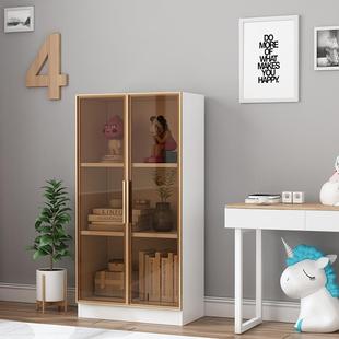 N5简纳易书00003架落地厅带玻璃客门书柜实组合储物柜置物架木收