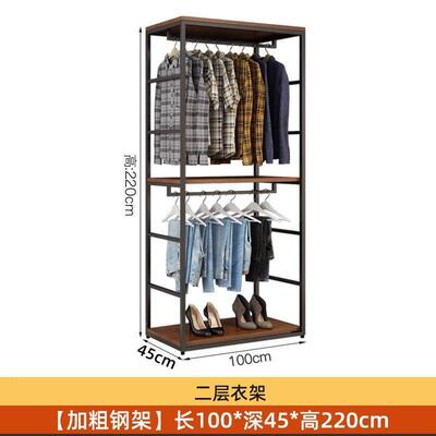 步入衣式柜落地衣架家用易带抽屉收纳双层合开简1放式衣帽间架组