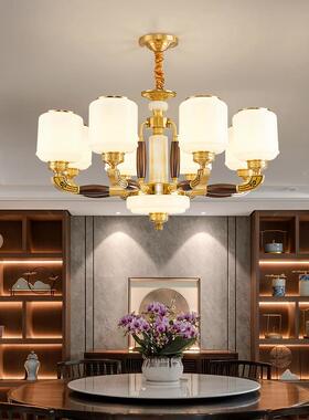 中式全铜大吊灯EXN客厅灯气现代新墅实木中国风餐厅灯别复式楼大