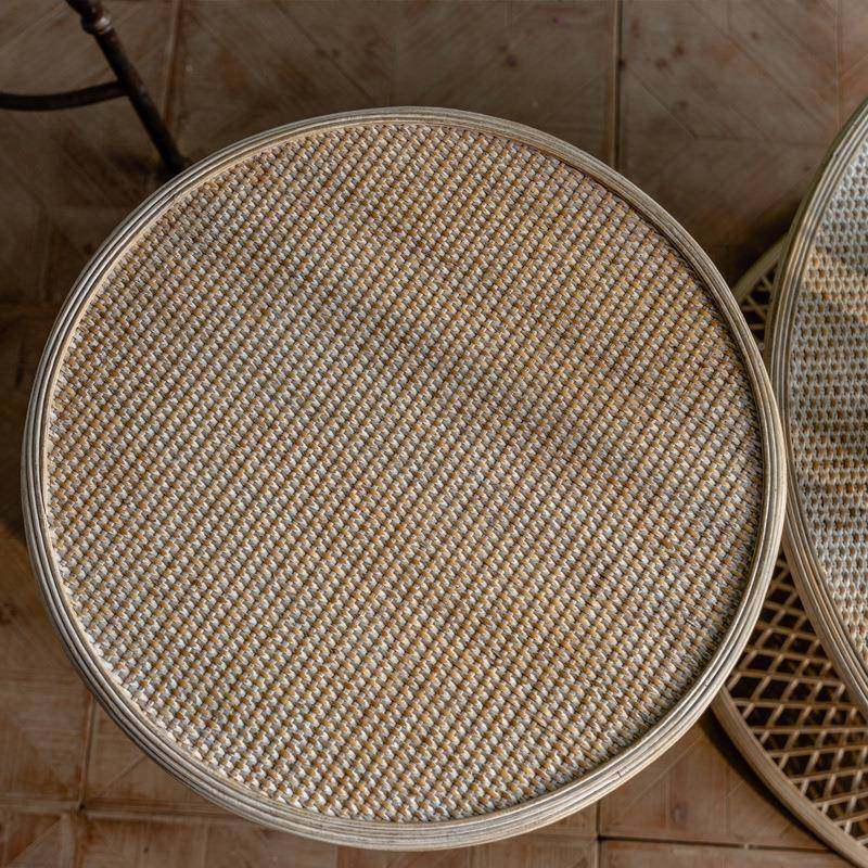 日式厅餐厅竹藤编村边A2291几角几客美式乡民宿酒店藤编小茶圆桌