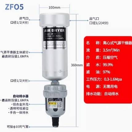 气源干燥空压机压缩空气除水除油杂质过滤油水分离器过滤器气动